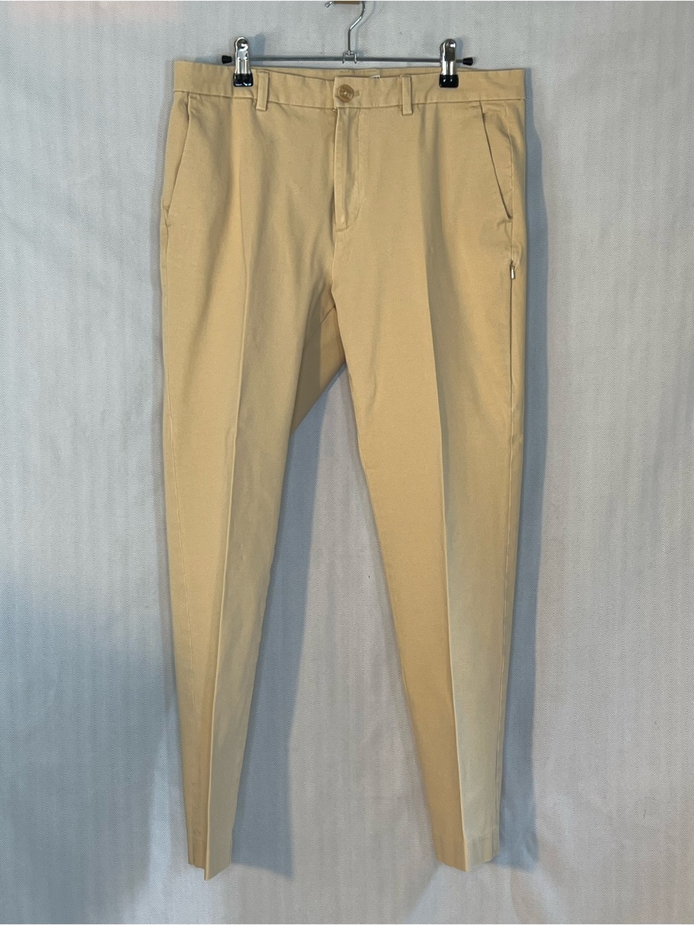 H by Halston Pants Beige Flat Front Vertical Side Zip Pocket Cotton Blend 32X30